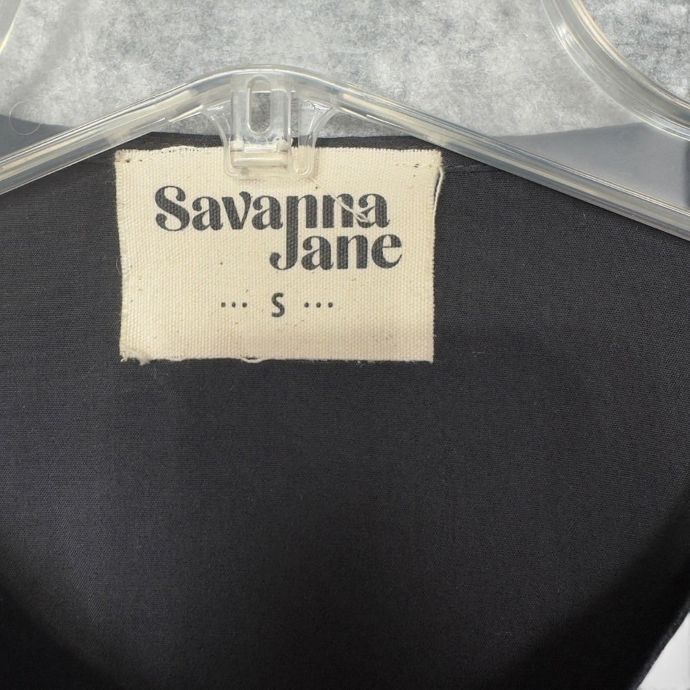 Savanna Jane Embroidered Blouse Oversized Small Black Floral Boho Peasant Top‎ - Picture 2 of 9